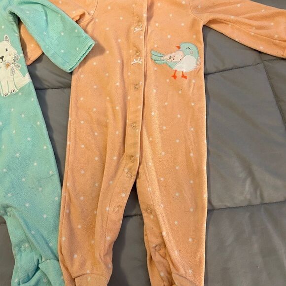 9m fleece footed pajama two pack dog and bird - Picture 2 of 5